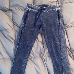 Denim distressed look yoga leggings